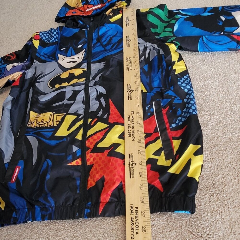 Members Only Batman Men's Windbreaker Sz S Hooded Jacket Graphic Full-Zip NWT - Picture 7 of 16